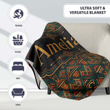 African Tribal Abstract Shapes Pattern Seamless Name Cute Unique  Personalised Custom Name Super Soft Fleece Blanket Bed Sofa Throw