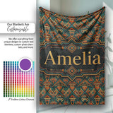 African Tribal Abstract Shapes Pattern Seamless Name Cute Unique  Personalised Custom Name Super Soft Fleece Blanket Bed Sofa Throw
