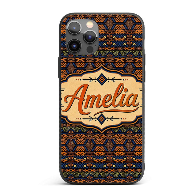 African Tribal Stripe Geometric Pattern Seamless Custom Name Protective Phone Case Mobile Cover Durable Everyday Smartphone Shock Resistant