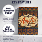 Personalised Name African Tribal Stripe Custom  Modern Room Accent Elegant Feature Canvas Wall Art Print Decor Picture Ready to Hang