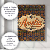 Personalised Name African Tribal Stripe Custom  Modern Room Accent Elegant Feature Canvas Wall Art Print Decor Picture Ready to Hang