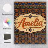 Personalised Name African Tribal Stripe Custom  Modern Room Accent Elegant Feature Canvas Wall Art Print Decor Picture Ready to Hang