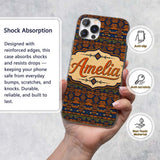 African Tribal Stripe Geometric Pattern Seamless Custom Name Protective Phone Case Mobile Cover Durable Everyday Smartphone Shock Resistant