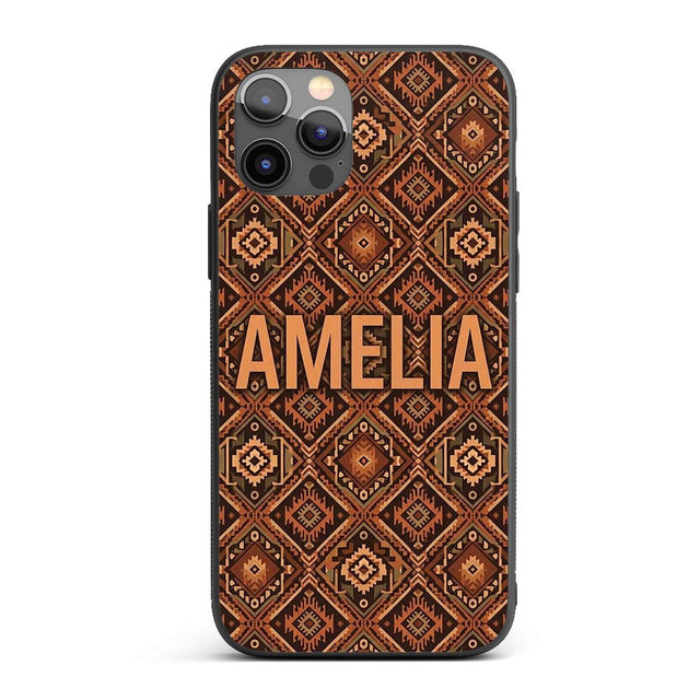 African Tribal Mask Motif Pattern Seamless Name Custom Name Protective Phone Case Mobile Cover Durable Everyday Smartphone Shock Resistant