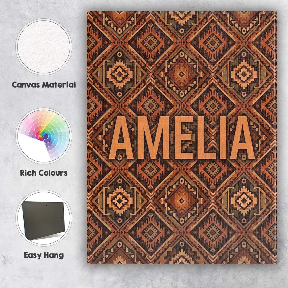 Personalised Name African Tribal Mask Motif Custom  Bespoke Interior Contemporary Canvas Wall Art Print Decor Picture Ready to Hang