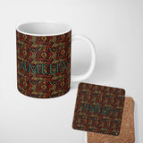 Personalized Custom Name African Tribal Wavy Line Abstract Pattern Seamless Name Cute Unique 11oz Ceramic Coffee Tea Mug White Large Handle
