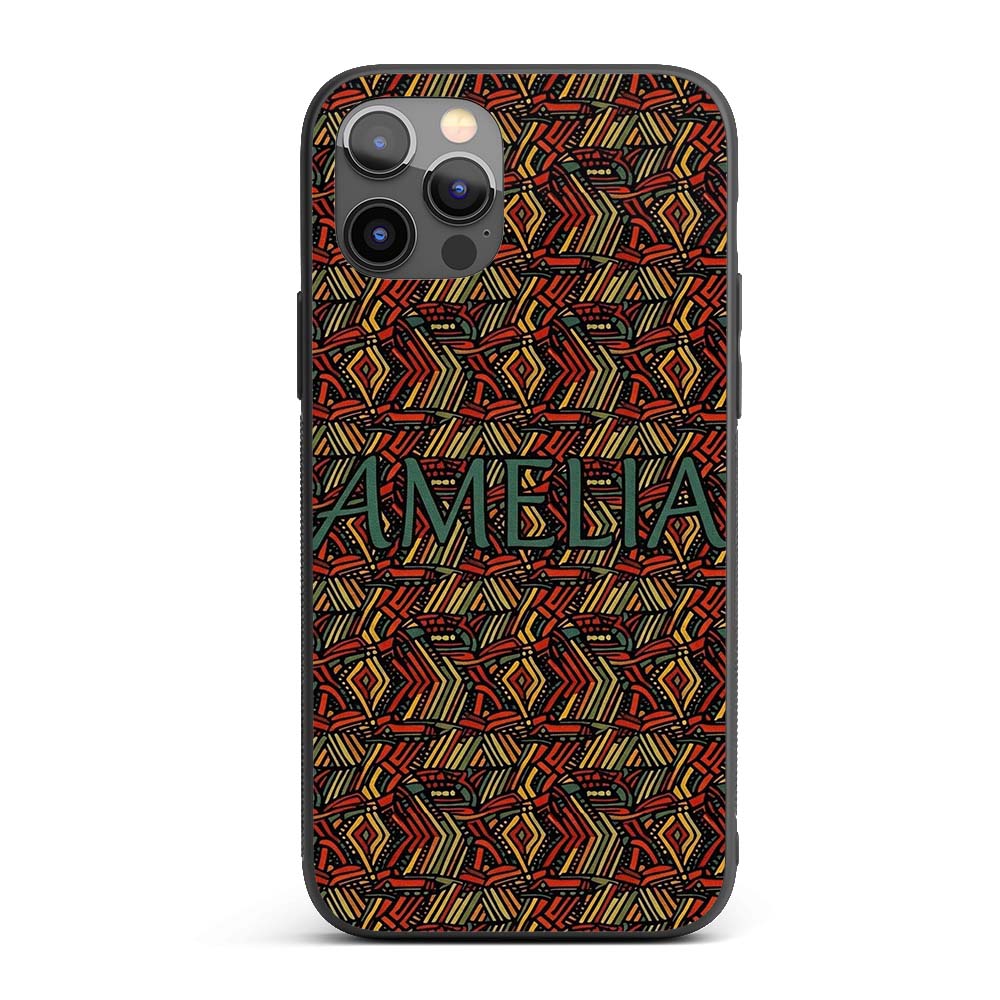 African Tribal Wavy Line Abstract Printed Design Custom Name Protective Phone Case Mobile Cover Durable Everyday Smartphone Shock Resistant