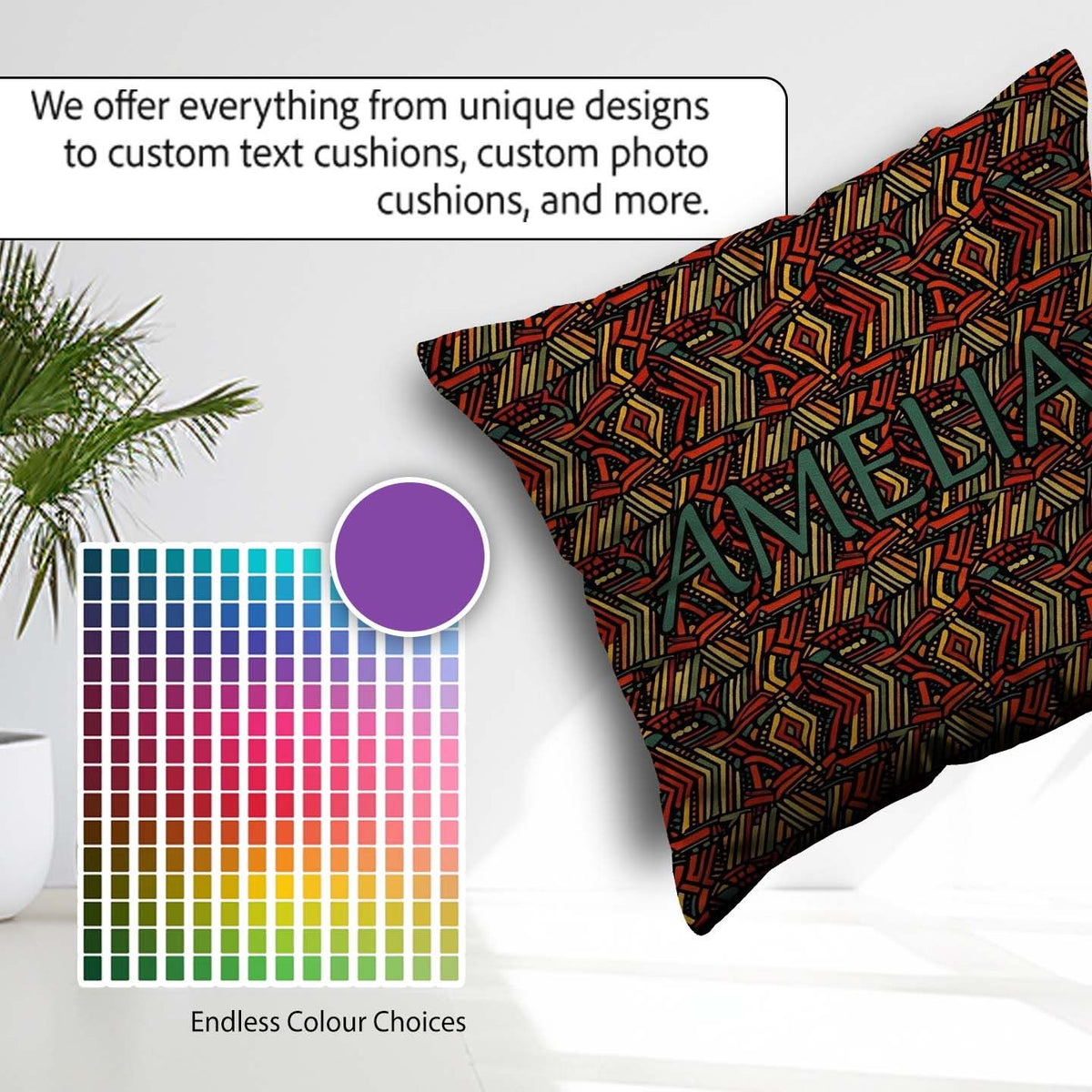 Custom Name African Tribal Wavy Line Abstract Seamless Name Cute Square Filled Cushion Throw Pillow Sofa Bed Home Decor Zip Washable UK Made