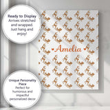 Personalised Name Gold Glitter Reindeer Sleigh Christmas White Custom Modern Room Accent Canvas Wall Art Print Decor Picture Ready to Hang