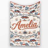 Desert Botanical Trees Scenic Pattern Seamless Name Cute Unique Gift  Personalised Custom Name Super Soft Fleece Blanket Bed Sofa Throw