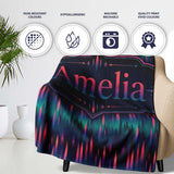 Aurora Forest Gradient Night Seamless Pattern  Cute  Personalised Custom Name Super Soft Fleece Blanket Bed Sofa Throw