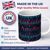 Personalized Custom Name Aurora Forest Gradient Night Seamless Pattern Custom Name Cute 11oz Ceramic Coffee Tea Mug White Large Handle