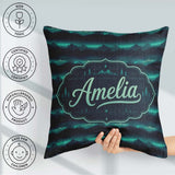 Custom Name Mystic Mountain Forest Layers Seamless Pattern Name Square Filled Cushion Throw Pillow Sofa Bed Home Decor Zip Washable UK Made