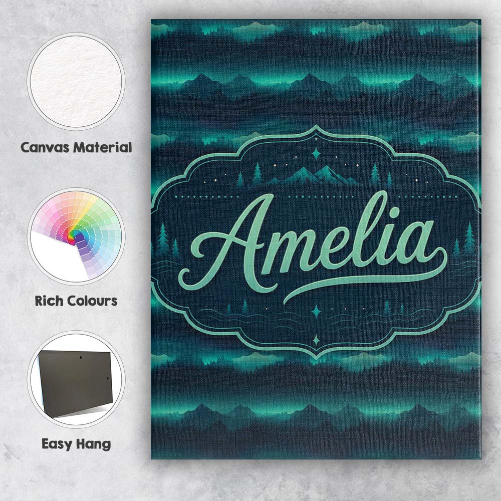 Personalised Name Mystic Mountain Forest Custom  Unique Gift Idea Elegant Feature Canvas Wall Art Print Decor Picture Ready to Hang