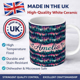 Personalized Custom Name Colorful Pine Forest Dreamscape Seamless Pattern Name Cute Unique 11oz Ceramic Coffee Tea Mug White Large Handle
