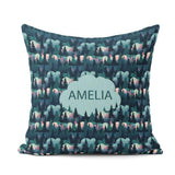 Custom Name Moonlit Forest Silhouette Pattern Seamless Name Cute Square Filled Cushion Throw Pillow Sofa Bed Home Decor Zip Washable UK Made