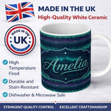 Personalized Custom Name Aurora Borealis Forest Horizon Seamless Pattern Name Cute Unique 11oz Ceramic Coffee Tea Mug White Large Handle