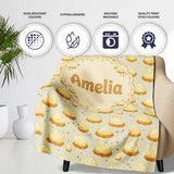 Golden Cream Dollop Pastry Repeating Minimal Seamless Pattern Lovely  Personalised Custom Name Super Soft Fleece Blanket Bed Sofa Throw