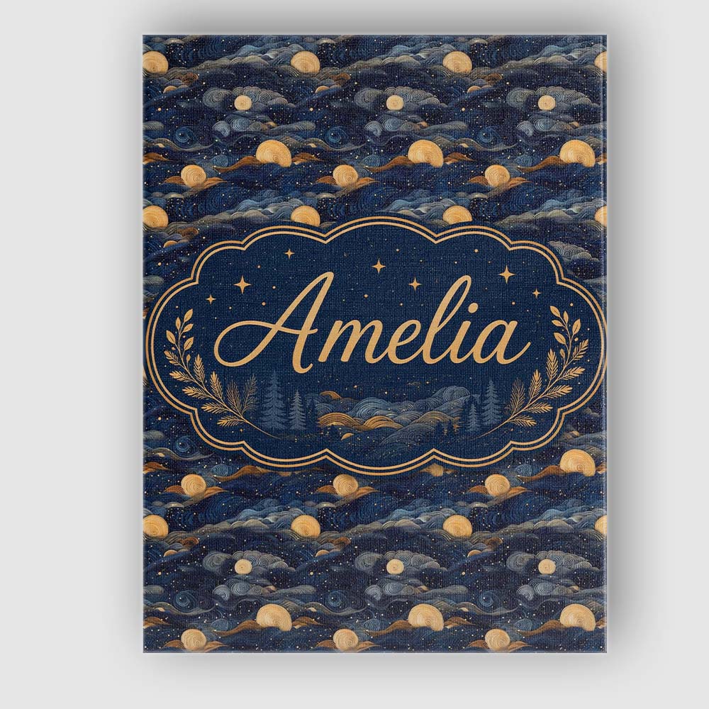 Personalised Name Golden Moon Ocean Waves Custom  Unique Gift Idea Elegant Feature Canvas Wall Art Print Decor Picture Ready to Hang
