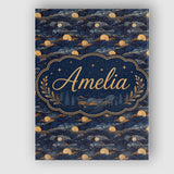 Personalised Name Golden Moon Ocean Waves Custom  Unique Gift Idea Elegant Feature Canvas Wall Art Print Decor Picture Ready to Hang