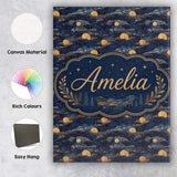Personalised Name Golden Moon Ocean Waves Custom  Unique Gift Idea Elegant Feature Canvas Wall Art Print Decor Picture Ready to Hang