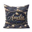 Custom Name Moonlit Clouds Starry Sky Seamless Pattern Name Cute Square Filled Cushion Throw Pillow Sofa Bed Home Decor Zip Washable UK Made