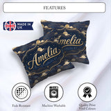 Custom Name Moonlit Clouds Starry Sky Seamless Pattern Name Cute Square Filled Cushion Throw Pillow Sofa Bed Home Decor Zip Washable UK Made