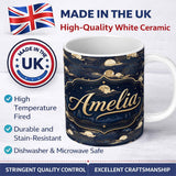 Personalized Custom Name Moonlit Clouds Starry Night Sky Seamless Pattern Name Cute Unique 11oz Ceramic Coffee Tea Mug White Large Handle