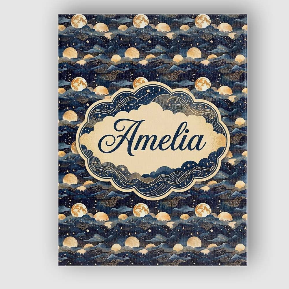 Personalised Name Full Moon Mountain Custom Premium Decorative Design Modern Room Accent Canvas Wall Art Print Decor Picture Ready to Hang