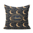 Custom Name Ornate Crescent Moon Celestial Seamless Pattern Name Square Filled Cushion Throw Pillow Sofa Bed Home Decor Zip Washable UK Made