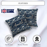 Custom Name Mystic Crescent Moon Cloudy Night Seamless Name Cute Square Filled Cushion Throw Pillow Sofa Bed Home Decor Zip Washable UK Made