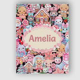Personalised Name Cute Kawaii Christmas Custom  Modern Room Accent Elegant Feature Canvas Wall Art Print Decor Picture Ready to Hang