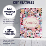 Personalised Name Cute Kawaii Christmas Custom  Modern Room Accent Elegant Feature Canvas Wall Art Print Decor Picture Ready to Hang