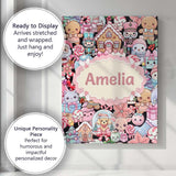 Personalised Name Cute Kawaii Christmas Custom  Modern Room Accent Elegant Feature Canvas Wall Art Print Decor Picture Ready to Hang