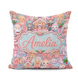 Custom Name Kawaii Christmas Gingerbread Snowman Candy Seamless Square Filled Cushion Throw Pillow Sofa Bed Home Decor Zip Washable UK Made