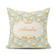 Custom Name Floral Cupcake and Citrus Elements Soft Blue Dessert Square Filled Cushion Throw Pillow Sofa Bed Home Decor Zip Washable UK Made