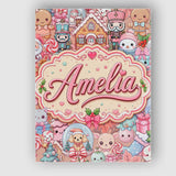 Personalised Name Cute Kawaii Christmas Custom  Modern Room Accent Elegant Feature Canvas Wall Art Print Decor Picture Ready to Hang