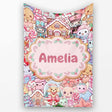 Cute Kawaii Christmas Gingerbread Reindeer Candy Gift Seamless  Personalised Custom Name Super Soft Fleece Blanket Bed Sofa Throw