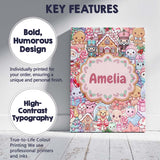 Personalised Name Cute Kawaii Christmas Custom  Modern Room Accent Elegant Feature Canvas Wall Art Print Decor Picture Ready to Hang