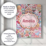 Personalised Name Cute Kawaii Christmas Custom  Modern Room Accent Elegant Feature Canvas Wall Art Print Decor Picture Ready to Hang