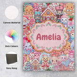 Personalised Name Cute Kawaii Christmas Custom  Modern Room Accent Elegant Feature Canvas Wall Art Print Decor Picture Ready to Hang