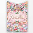 Cute Kawaii Christmas Gingerbread Toy Soldier Candy Seamless  Personalised Custom Name Super Soft Fleece Blanket Bed Sofa Throw