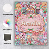 Personalised Name Cute Kawaii Christmas Custom  Modern Room Accent Elegant Feature Canvas Wall Art Print Decor Picture Ready to Hang