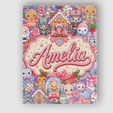 Personalised Name Cute Kawaii Christmas Custom  Modern Room Accent Elegant Feature Canvas Wall Art Print Decor Picture Ready to Hang
