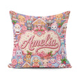 Custom Name Kawaii Christmas Gingerbread Festive Treats Seamless Square Filled Cushion Throw Pillow Sofa Bed Home Decor Zip Washable UK Made