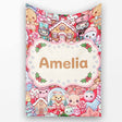 Cute Kawaii Christmas Gingerbread Candy Characters Festive Seamless  Personalised Custom Name Super Soft Fleece Blanket Bed Sofa Throw