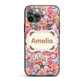 Cute Kawaii Christmas Gingerbread Printed Design Custom Name Protective Phone Case Mobile Cover Durable Everyday Smartphone Shock Resistant