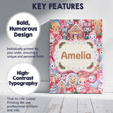 Personalised Name Cute Kawaii Christmas Custom  Modern Room Accent Elegant Feature Canvas Wall Art Print Decor Picture Ready to Hang