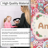 Cute Kawaii Christmas Gingerbread Candy Characters Festive Seamless  Personalised Custom Name Super Soft Fleece Blanket Bed Sofa Throw