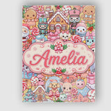 Personalised Name Cute Kawaii Christmas Custom  Modern Room Accent Elegant Feature Canvas Wall Art Print Decor Picture Ready to Hang